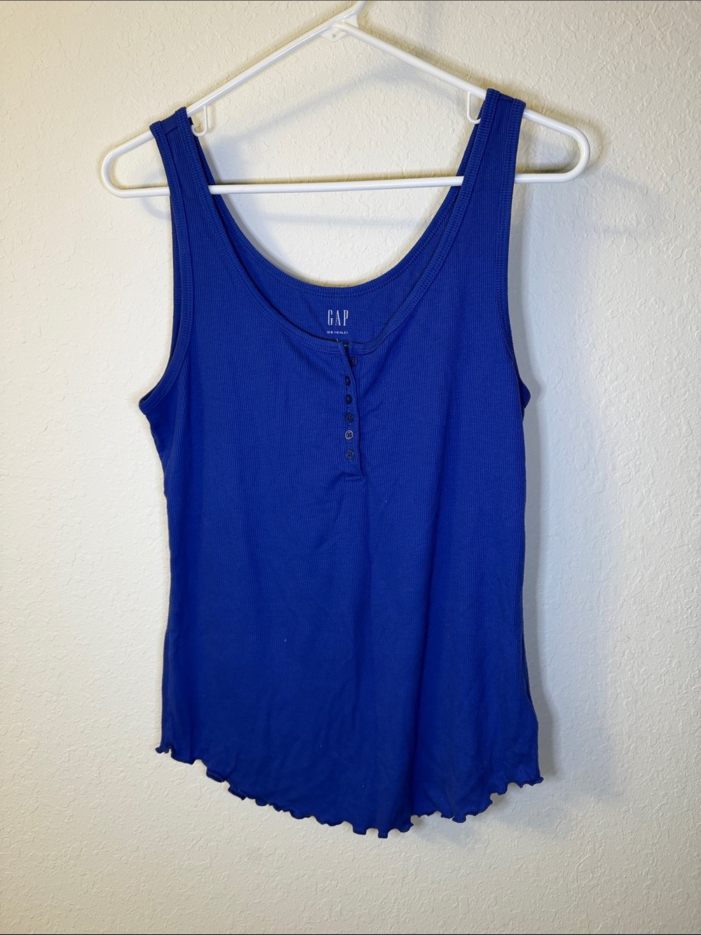 GAP Women's Cobalt Blue Ribbed Henley Tank